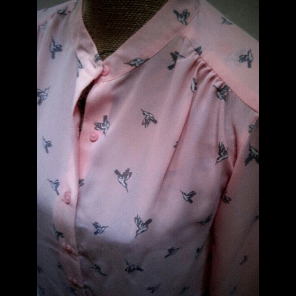 🔴Ladies Pink Hummingbird Blouse